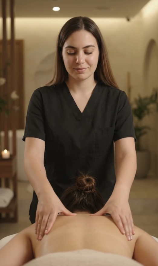 Sessão de massoterapia com Monique Duarte